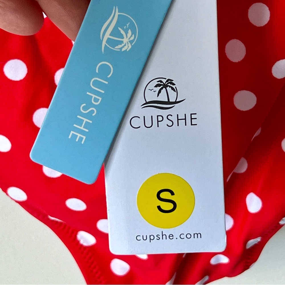 NWT CUPSHE Red Belted Polka Dot One Piece Bathing Suit—SZ. Small - Picture 5 of 11